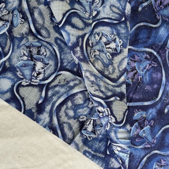 XMAS BELLS FABRIC THE CHRISTMAS COLLECTION WOODROW STUDIO BLUE PURPLE SILVER 28" - Picture 5 of 5